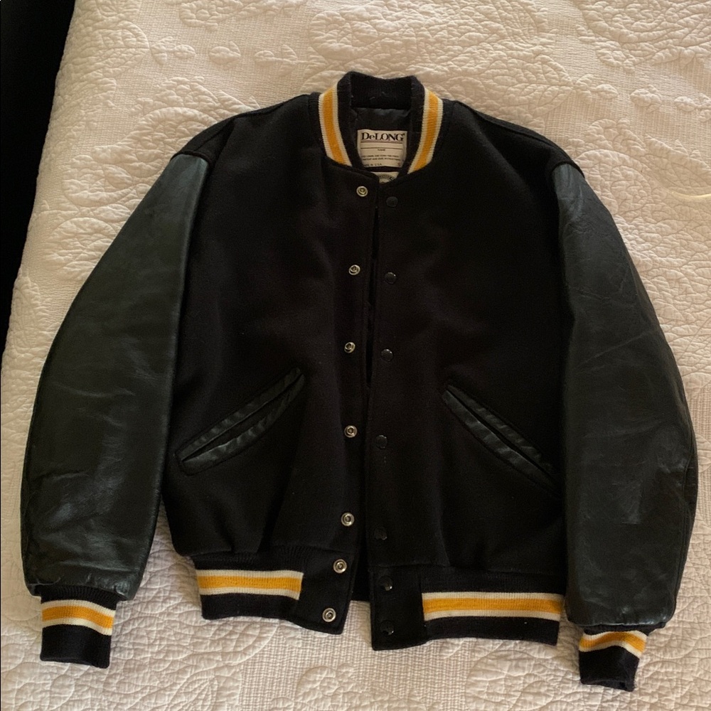 Vintage DeLong Black Varsity Jacket